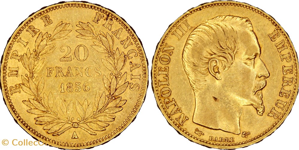 F.531/9 - 20 francs 1856 monnaies monde france f 531 9 20 francs 1856