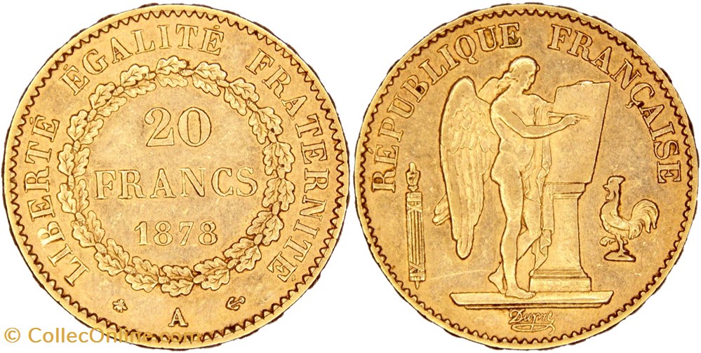 F.533/6 - 20 francs 1878 monnaies monde france f 533 6 20 francs 1878