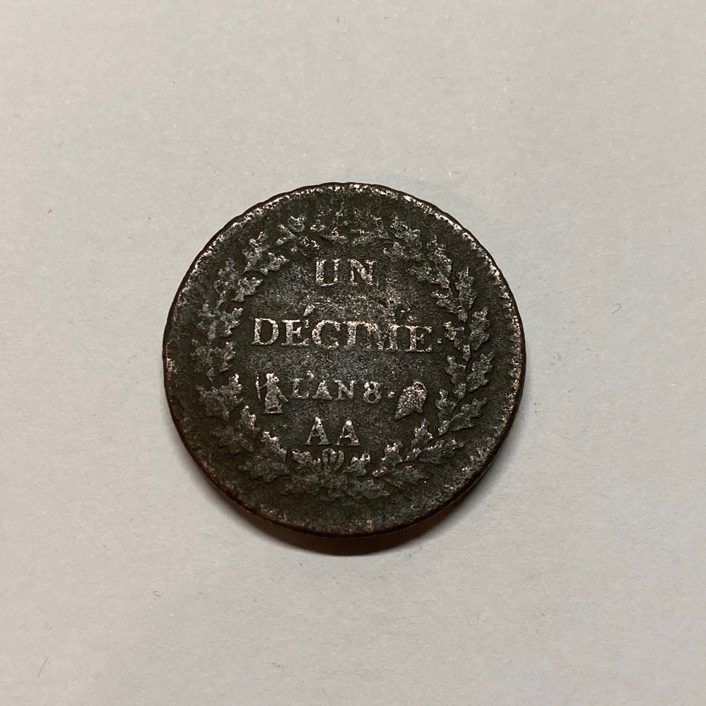 Pièce de un décime l’an 8 AA monnaies monde france piece de un decime l an 8 aa