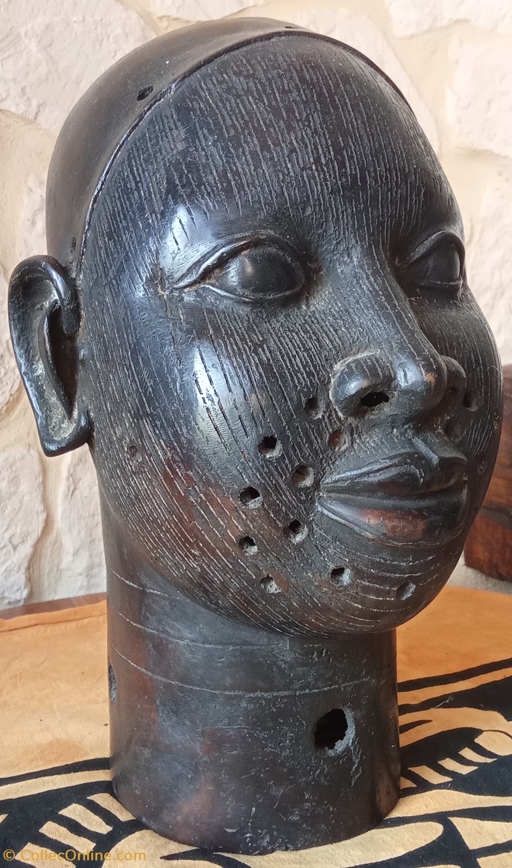 art antiquites africain tete commemorative oba bronze ife