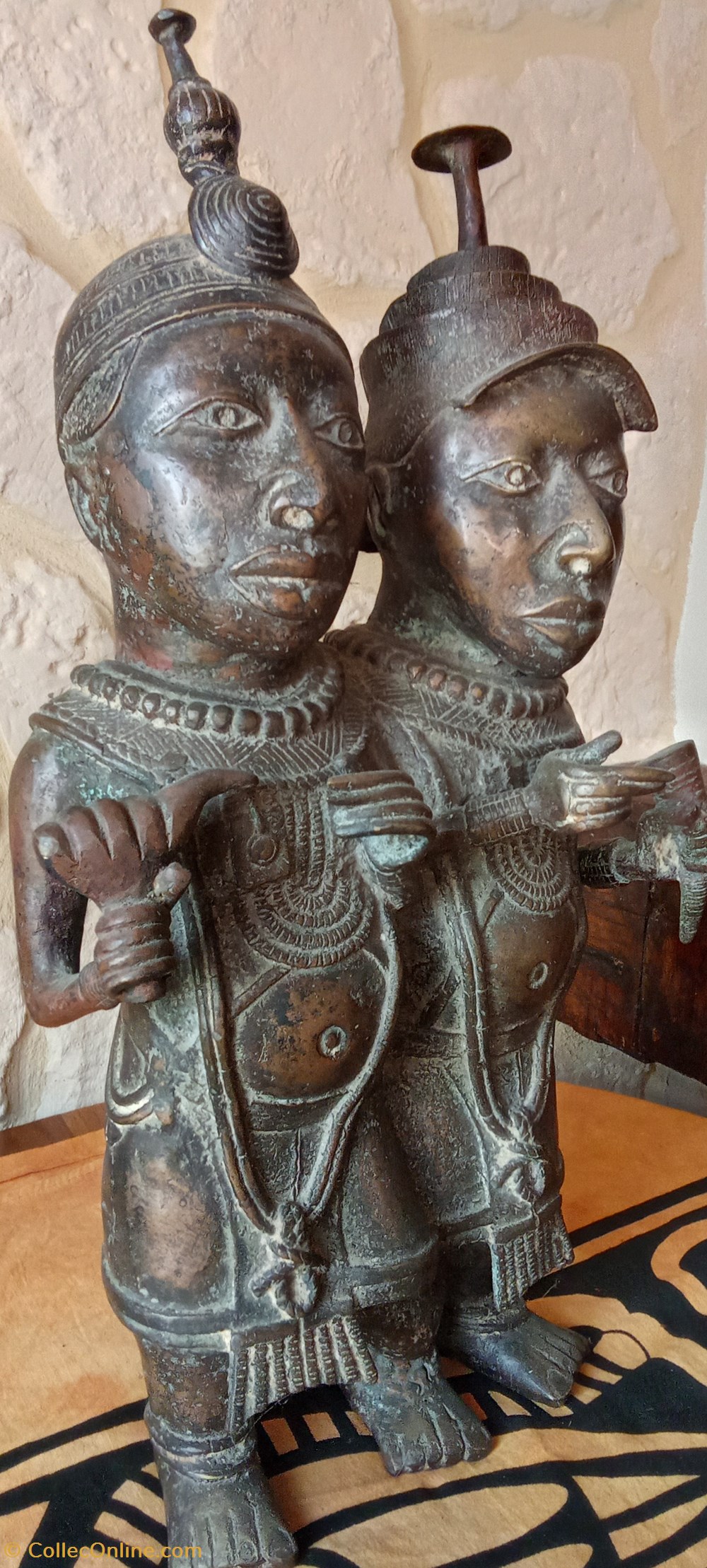 Bronze Couple royal BINI EDO Nigeria art antiquites africain bronze couple royal bini edo nigeria