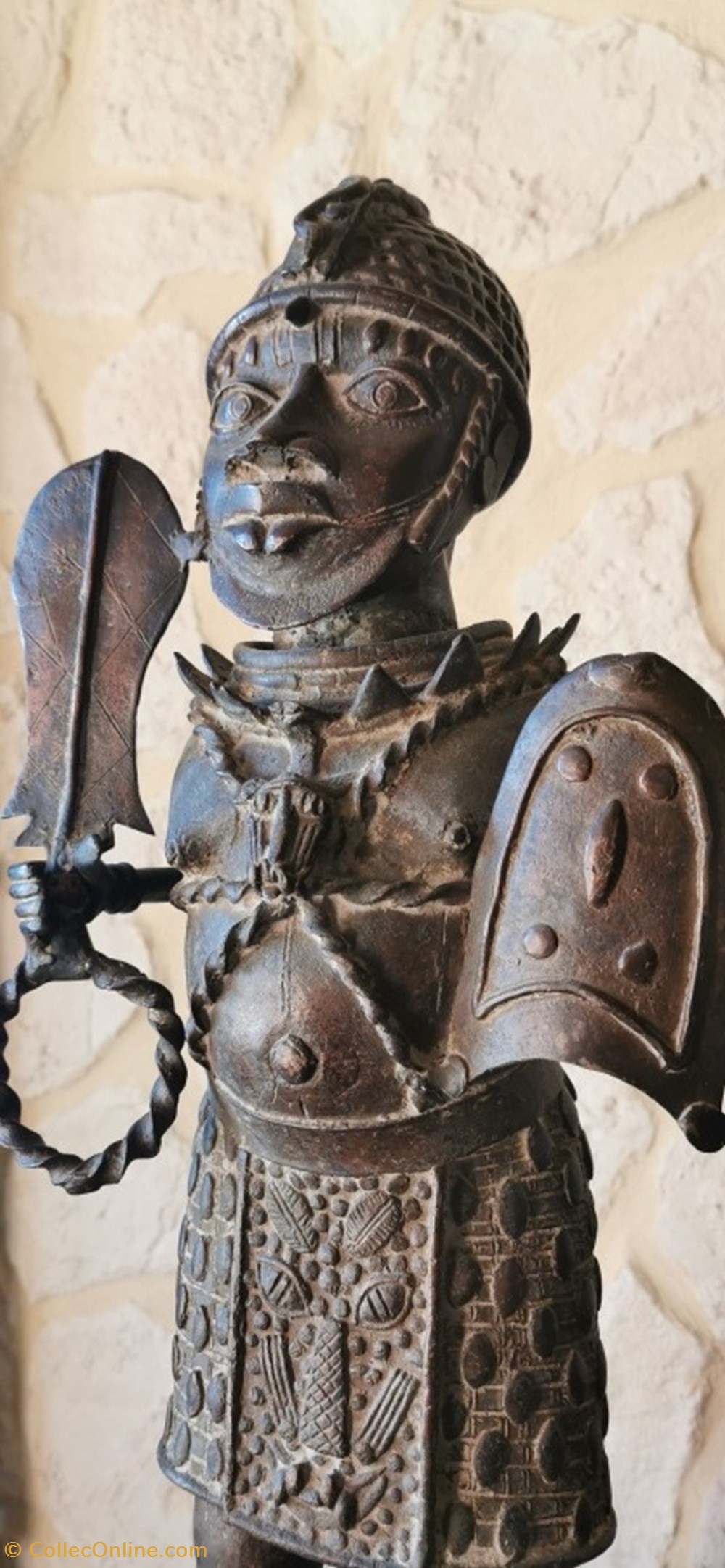 Statue alliage bronzier benin art antiquites africain bronzes statue alliage bronzier benin