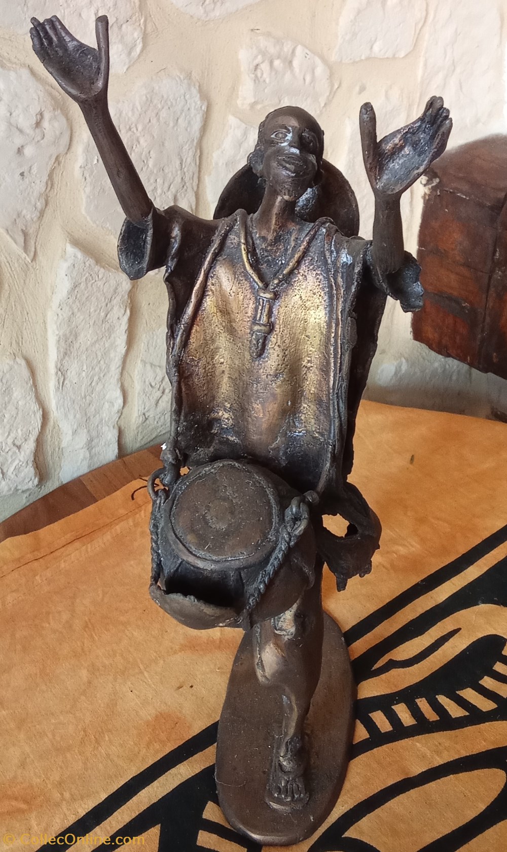 art antiquites africain bronze statuette musicien afrique