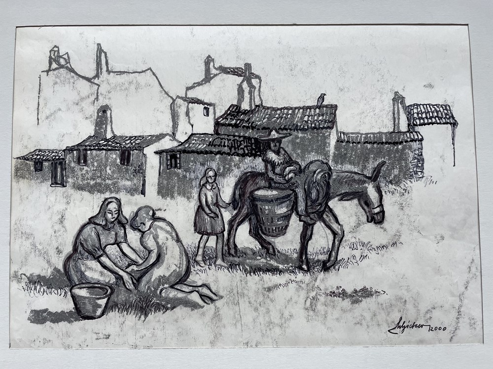 SCHICKER 155 Esel kunst antiquitaten gemalde zeichnungen schicker 155 esel