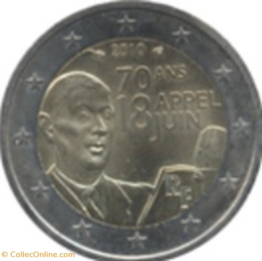 monnaies 2 euros france 2010 appel du 18 juin 1940