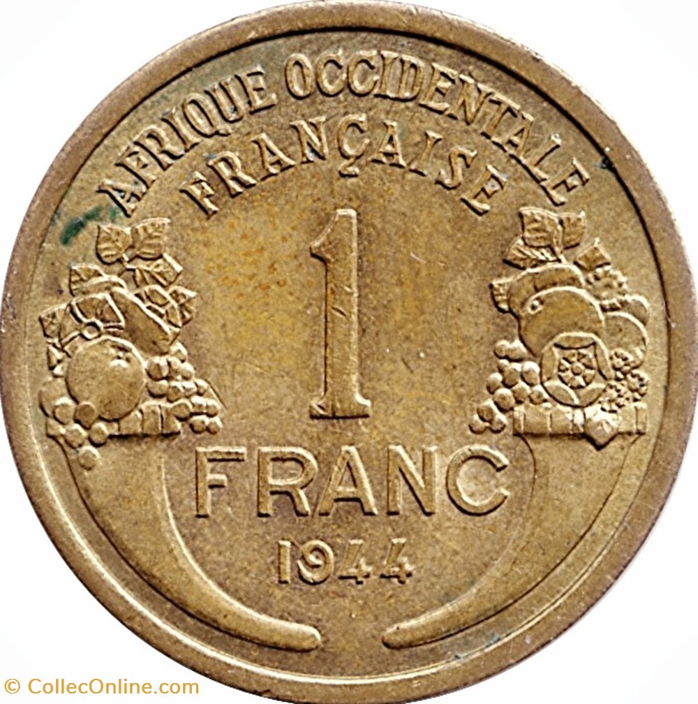 1 Franc Afrique occidentale Française 1944 monnaies monde france 1 franc afrique occidentale francaise 1944