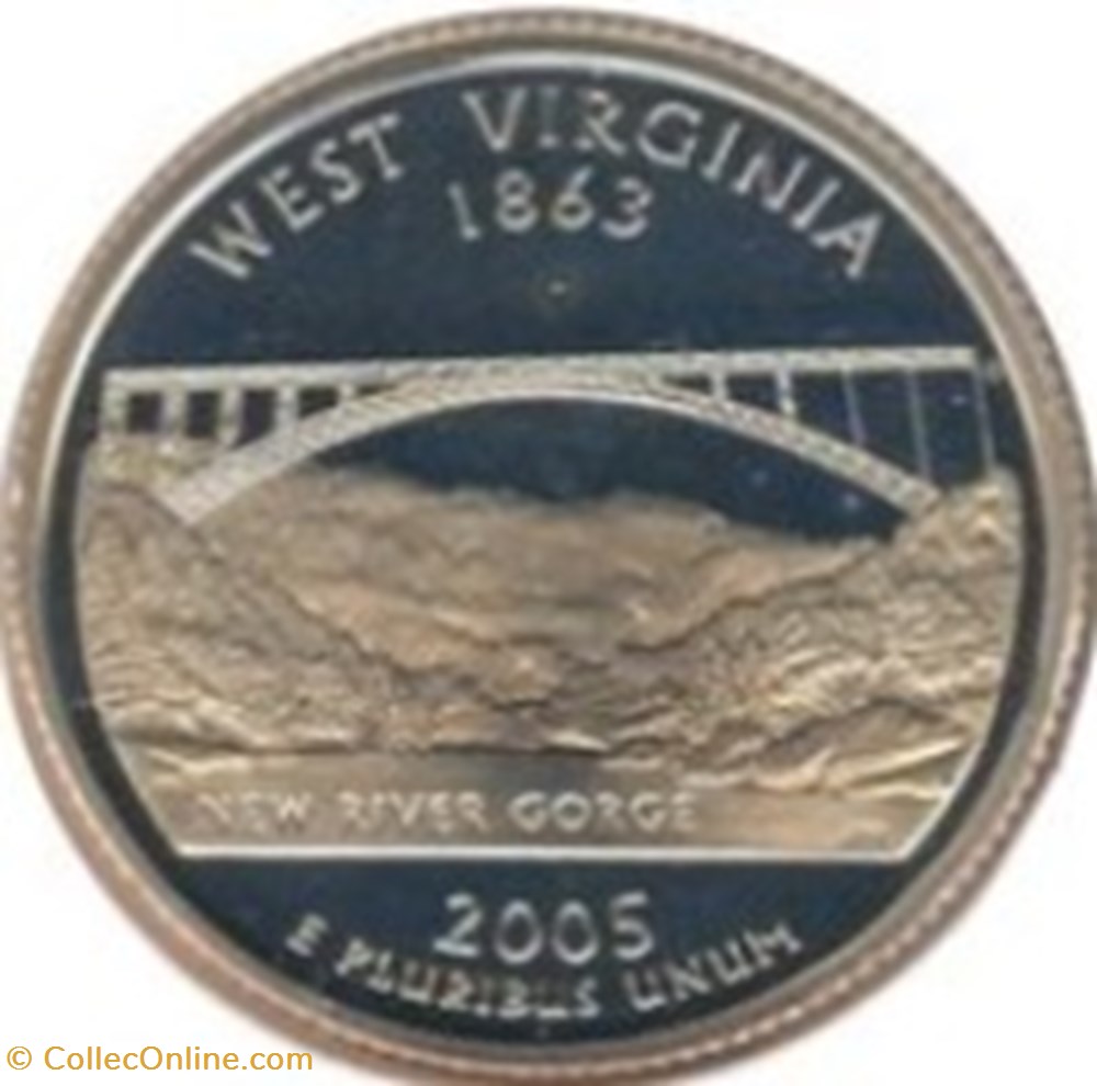 monnaies monde etats unis dollar quarter virginie de ouest 2005 p