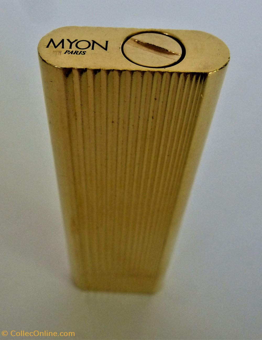 Briquet à Gaz-Myon Paris-Plaqué or-7.5x2.5 3 art de table argenterie bistrot alimentation tabac briquet a gaz myon paris plaque or 7 5x2 5