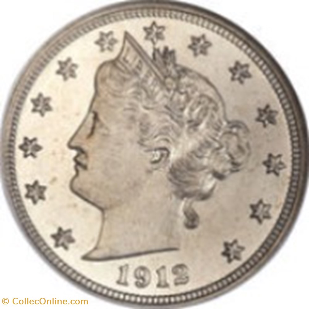 5 cents "Liberty Nickel" avec "CENTS" Etats Unis 1912 monnaies monde 5 cents liberty nickel avec cents etats unis 1912