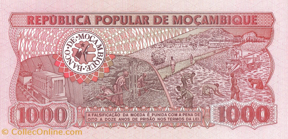 billets mozambique 1000 meticals 1989