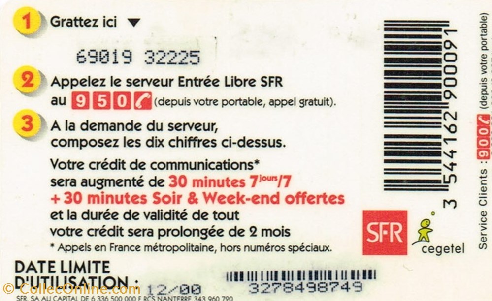 divers telecartes cartes telephoniques france sfr 30 30