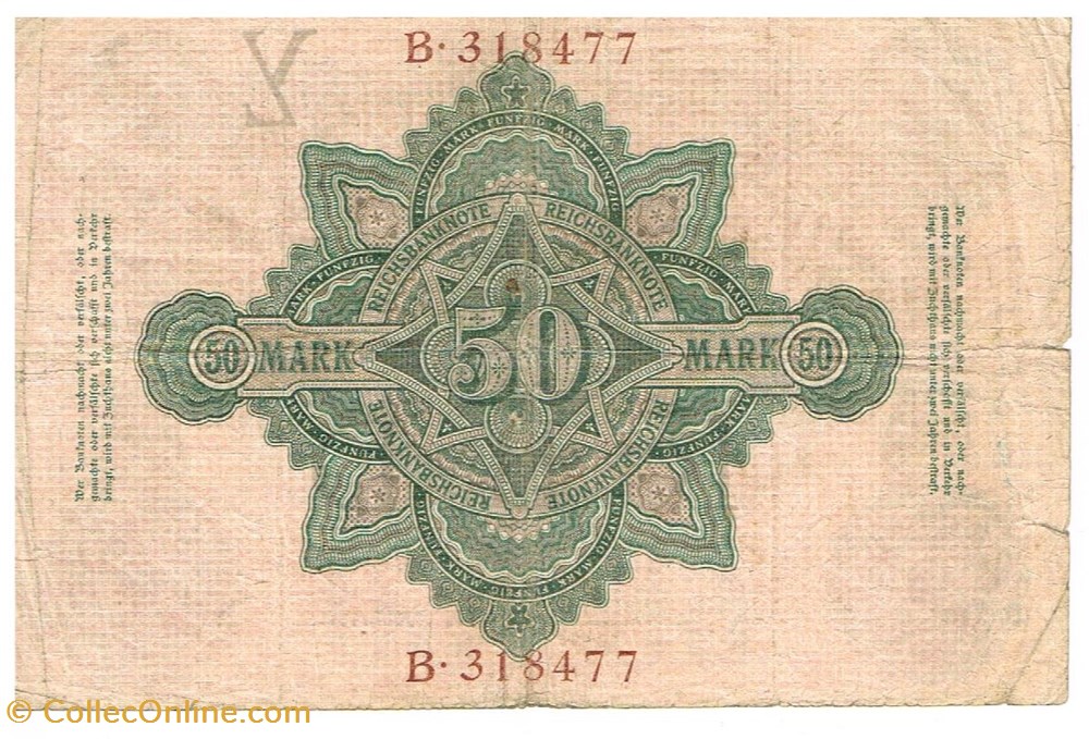 Allemagne-50 Deutsche Mark-21-04-1910 billets allemagne 50 deutsche mark 21 04 1910