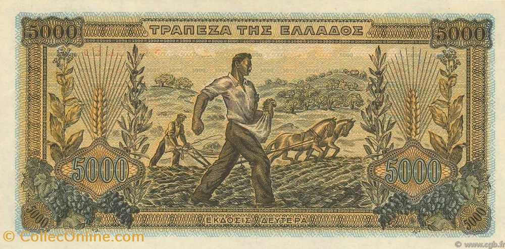 Grèce-5000 Drachmes-20-06-1942 billets grece 5000 drachmes 20 06 1942