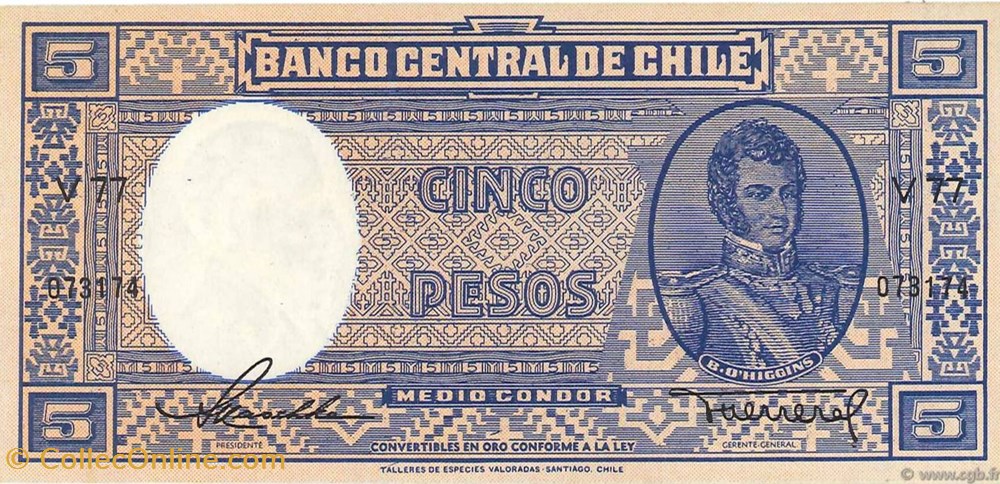 Chili-5 Pesos 1958 billets chili 5 pesos 1958