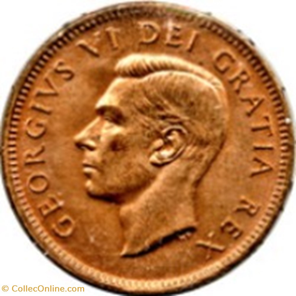 1 cent - Georges VI Légende sans "ET IND: IMP:" Canada 1950 monnaies monde 1 cent georges vi legende sans et ind imp canada 1950