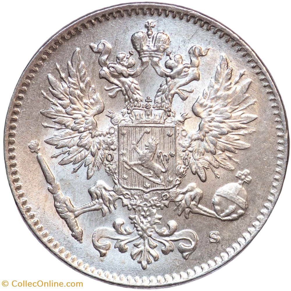 50 pennia - Alexandre II Finlande 1915 monnaies monde 50 pennia alexandre ii finlande 1915