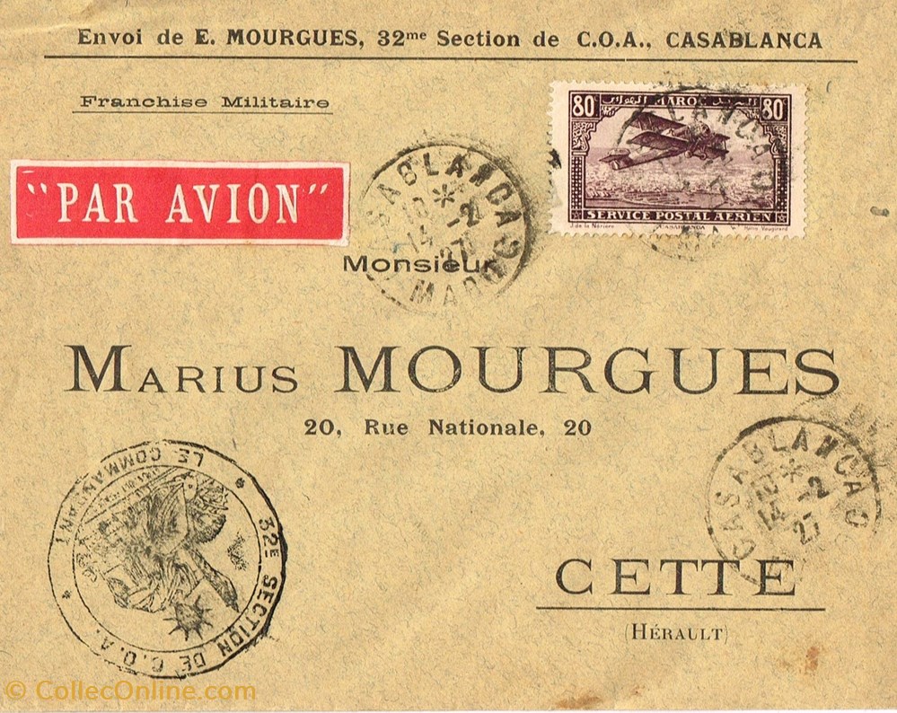 Maroc-Casablanca-Correspondance-Franchise Militaire-Cachet militaire documents anciens autres maroc casablanca correspondance franchise militaire cachet militaire