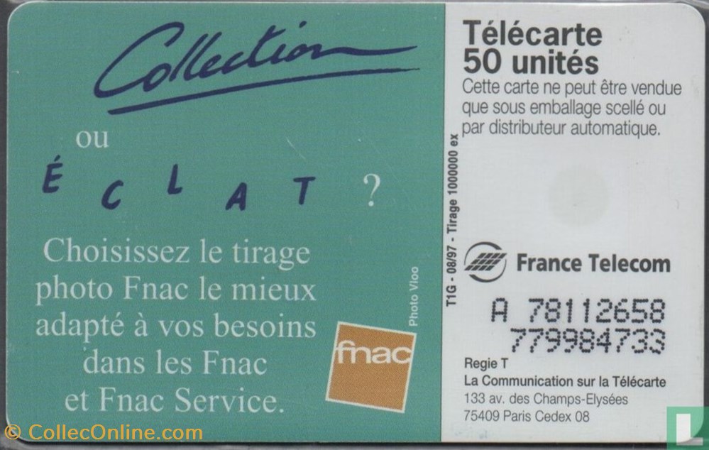 France- Développez vos photos á la Fnac- Solaïque 03 (1990) divers telecartes cartes telephoniques france developpez vos photos a la fnac solaique 03 1990