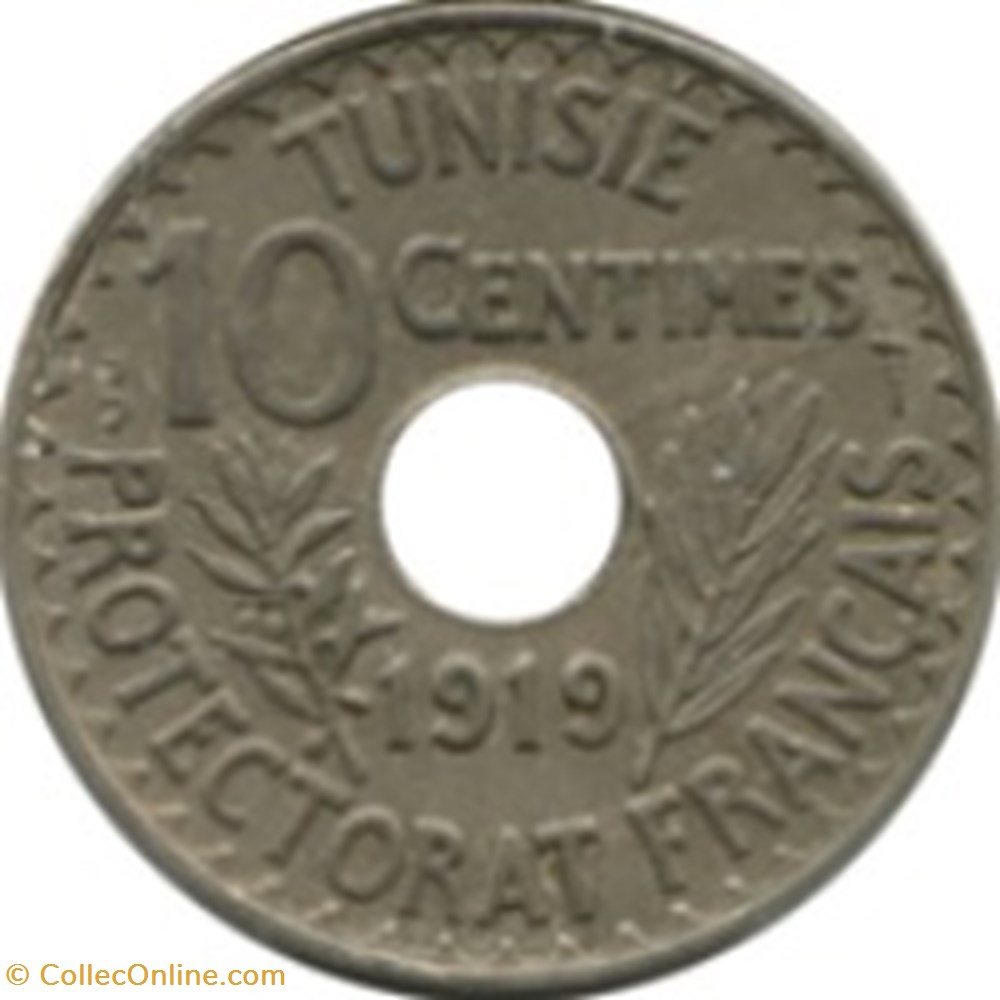 monnaies monde 10 centimes muhammad al nasir protectorat francais tunisie 1920