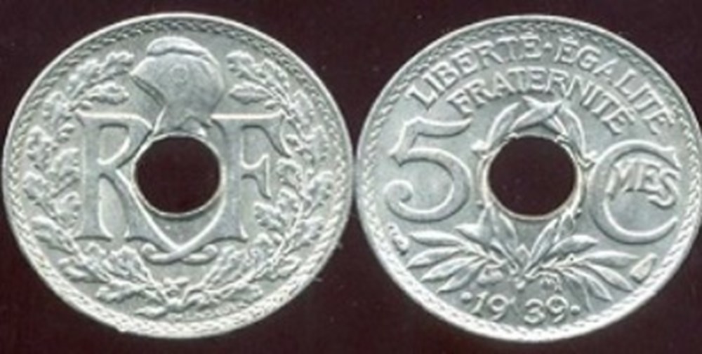 5 centimes Lindauer .1938. monnaies 5 centimes lindauer 1938