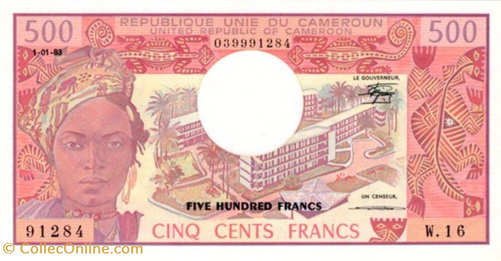 Cameroun-500 Francs-01-01-1983 billets cameroun 500 francs 01 01 1983