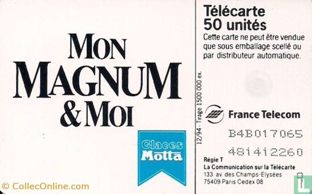 France- Magnum- Gemplus 01.1 (1988) divers telecartes cartes telephoniques france magnum gemplus 01 1 1988