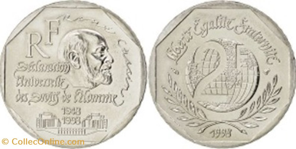 2 Francs René Cassin 1998 monnaies 2 francs rene cassin 1998