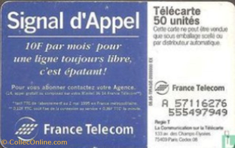 divers telecartes cartes telephoniques france signal appel solaique 03 1990