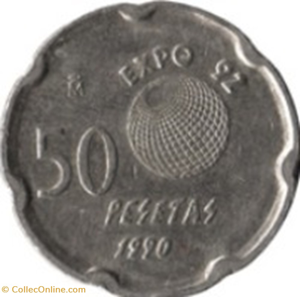 50 pesetas Expo 92 Espagne 1990 monnaies monde 50 pesetas expo 92 espagne 1990
