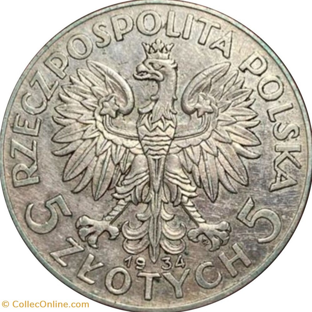 5 Zlotys Pologne 1933 monnaies monde 5 zlotys pologne 1933