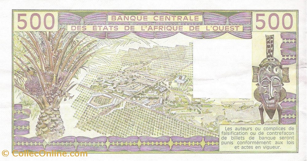 billets etats de afrique de ouest 500 fr 1986 k