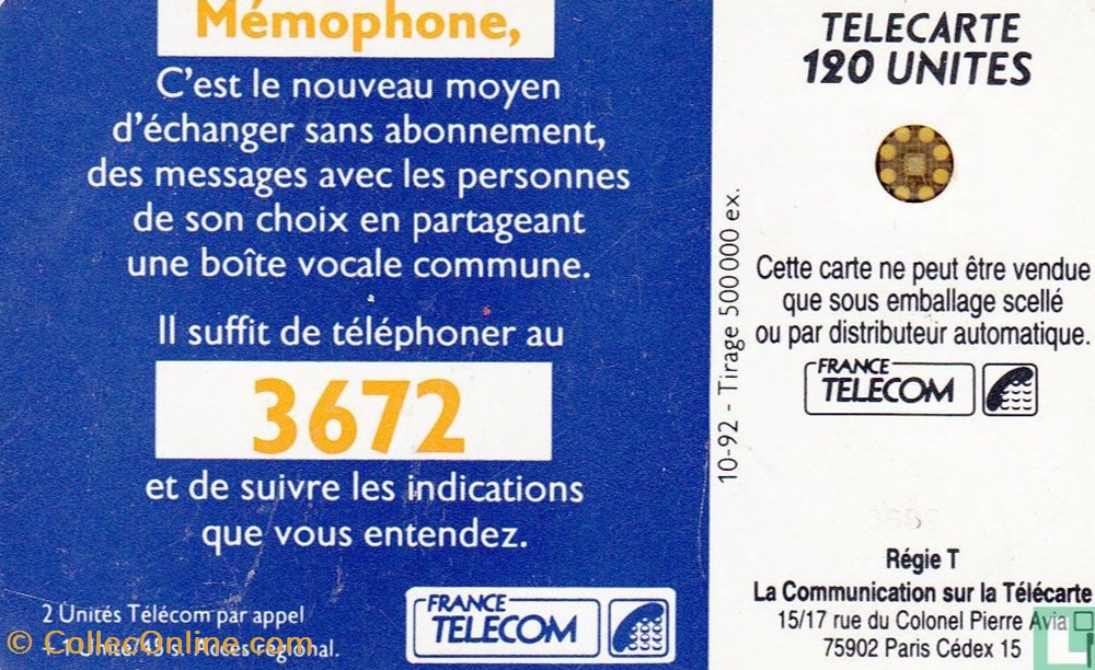 divers telecartes cartes telephoniques france memophone 3672 schlumberger 04an