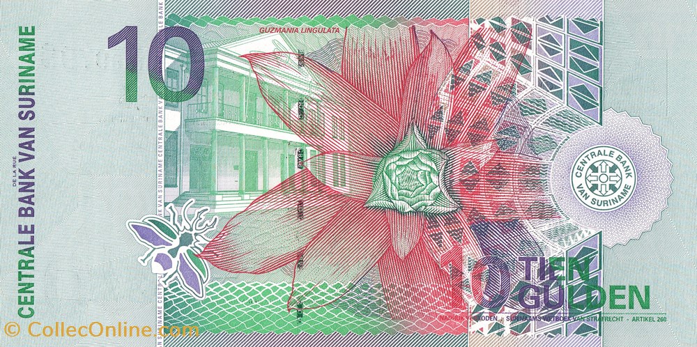 Suriname-10 Gulden-01-01-2000 billets suriname 10 gulden 01 01 2000