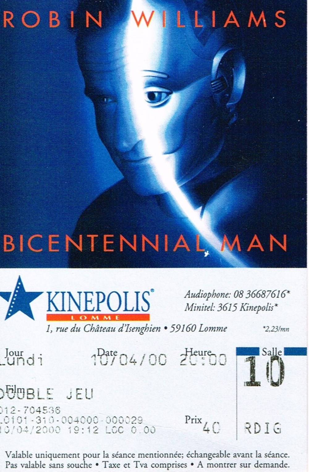 Bicentennial Man documents anciens tickets d entree bicentennial man