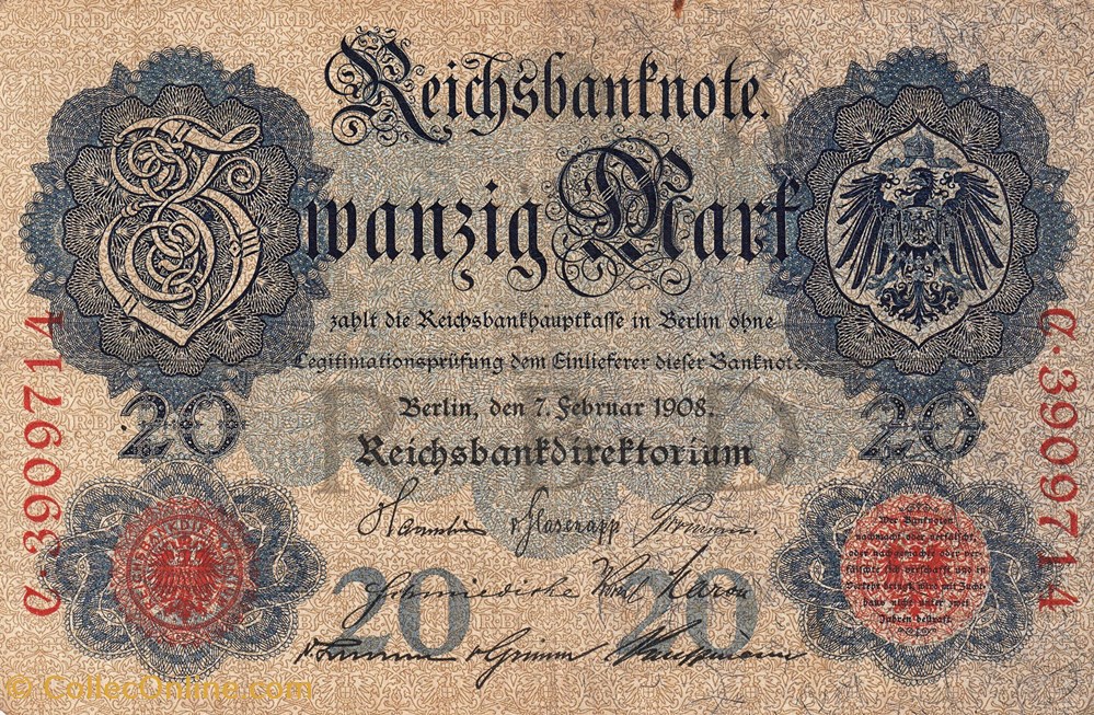 Allemagne-20 Mark-21-04-1910 billets allemagne 20 mark 21 04 1910