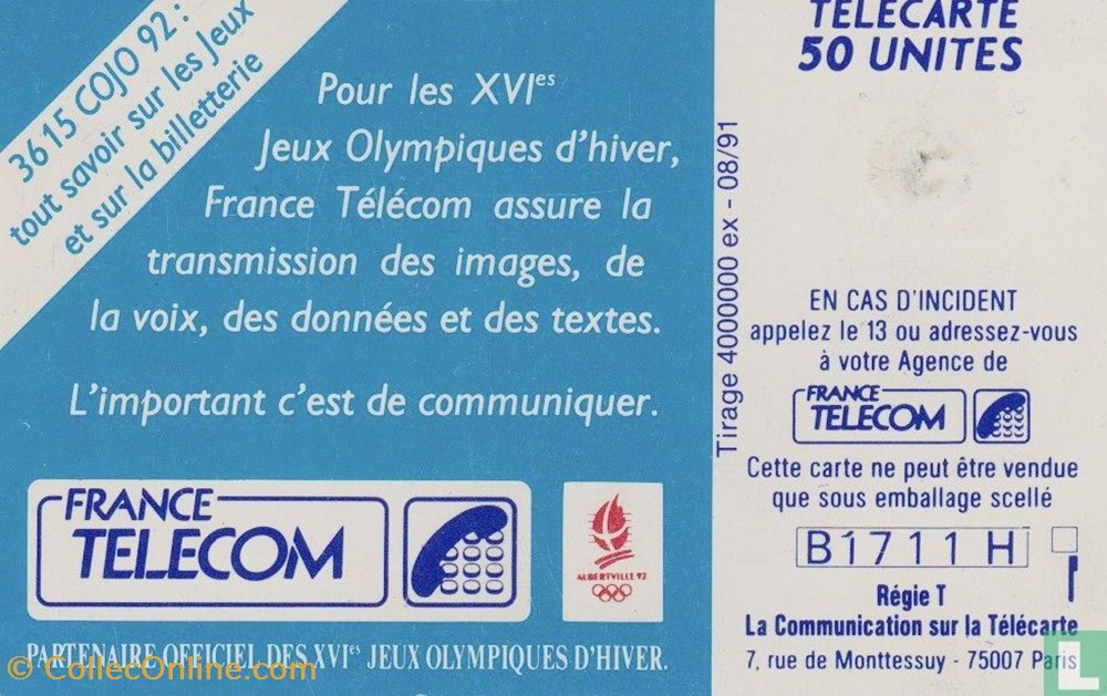France- Saut à Ski- Gemplus 01.1 (1988) divers telecartes cartes telephoniques france saut a ski gemplus 01 1 1988