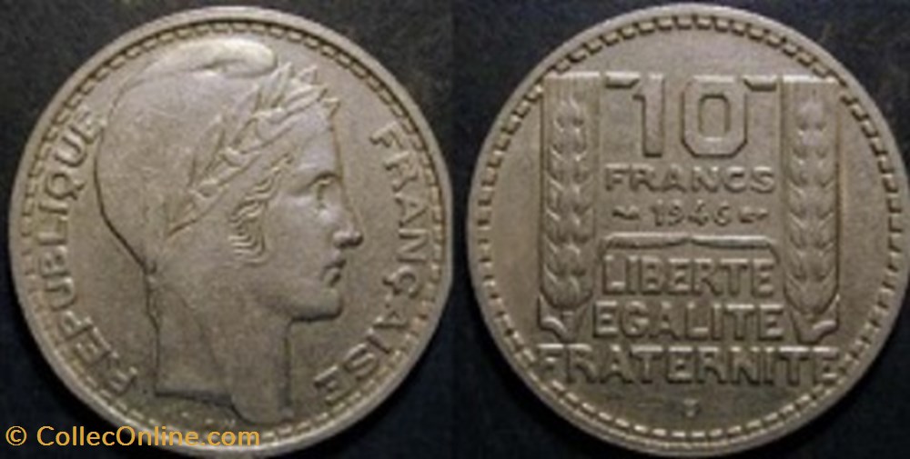 monnaies 10 franc turin grosse tete 1946