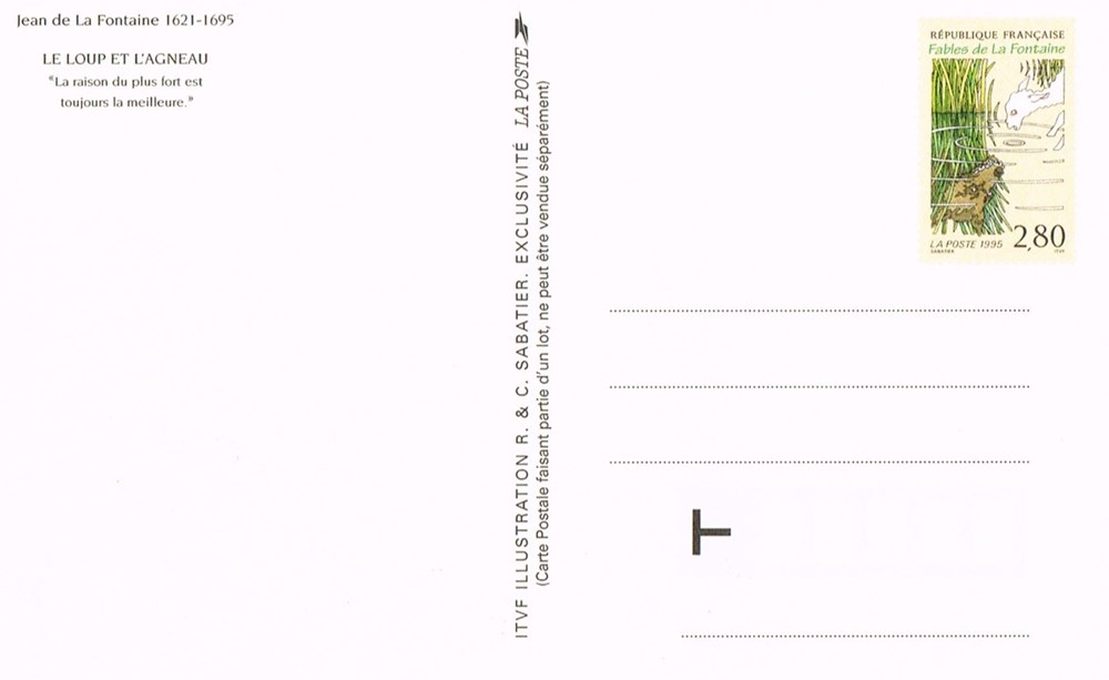 timbres europe carte poste jean de la fontaine