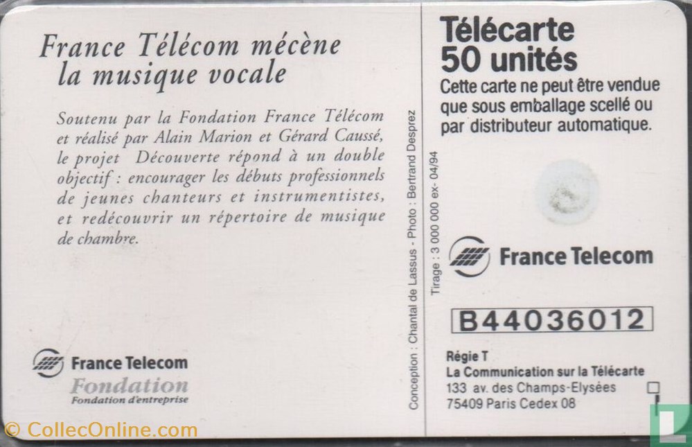 divers telecartes cartes telephoniques france concert decouverte gemplus 01 1 1988