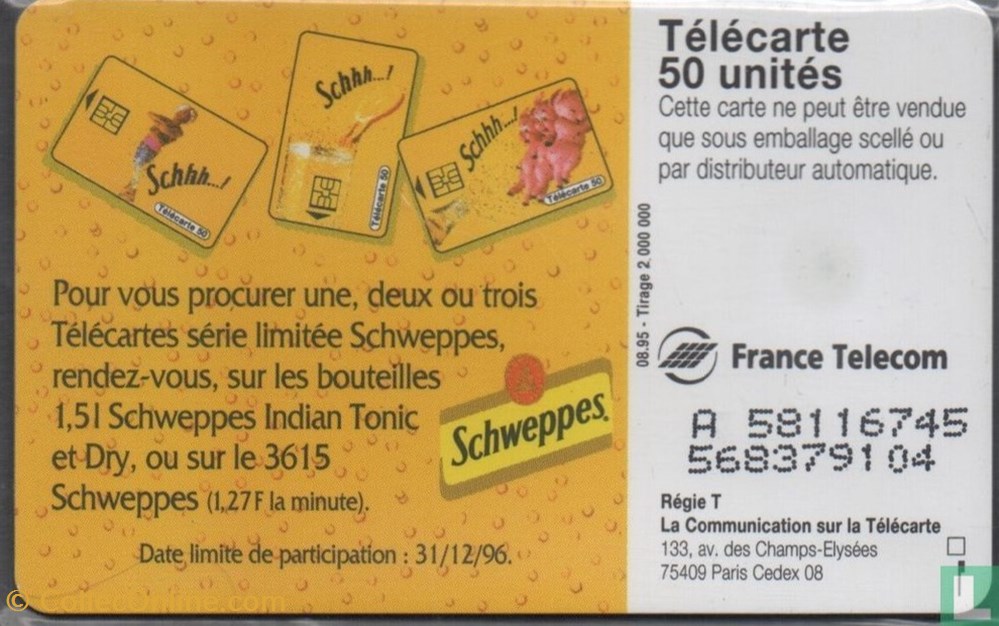 France- Schweppes- Solaïque 03 (1990) divers telecartes cartes telephoniques france schweppes solaique 03 1990