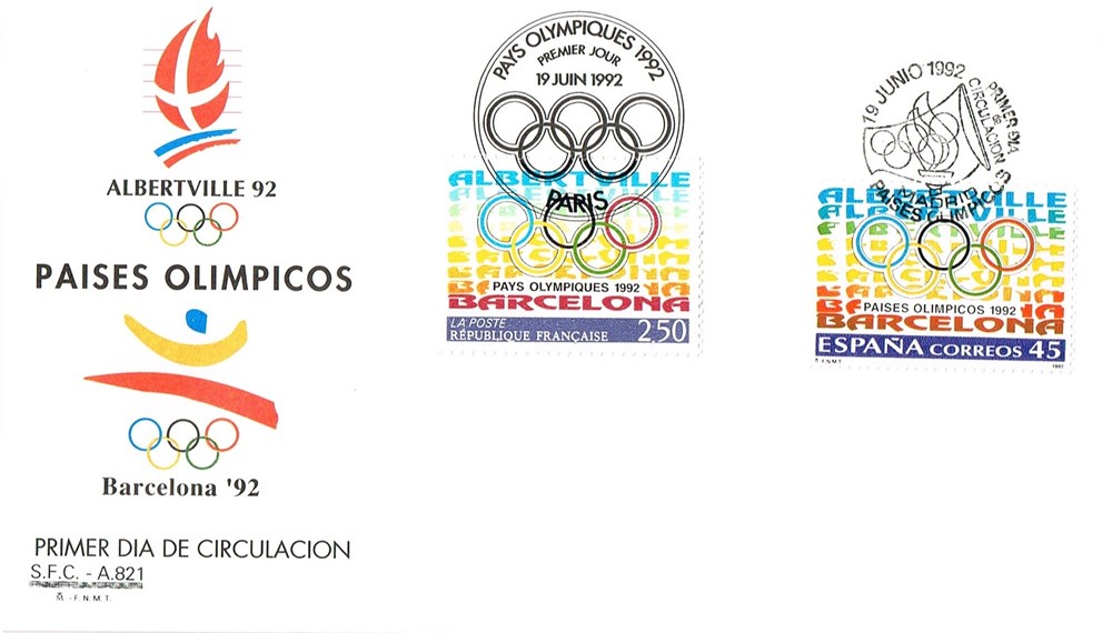 Enveloppe 1er jour -Barcelona 92 timbres europe enveloppe 1er jour barcelona 92