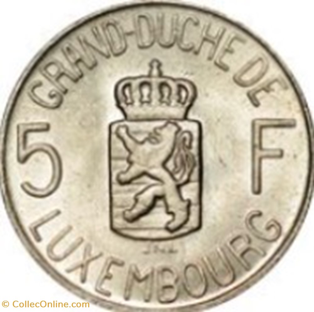 monnaies monde 5 francs duche du luxembourg 1962 charlotte