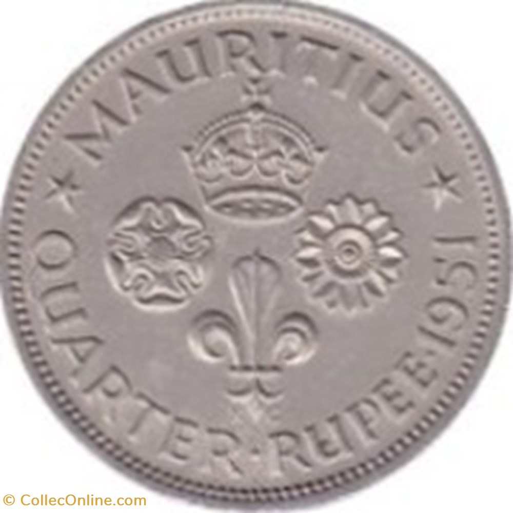 ¼ roupie King George VI Mauritus 1950 monnaies monde maurice roupie king george vi mauritus 1950