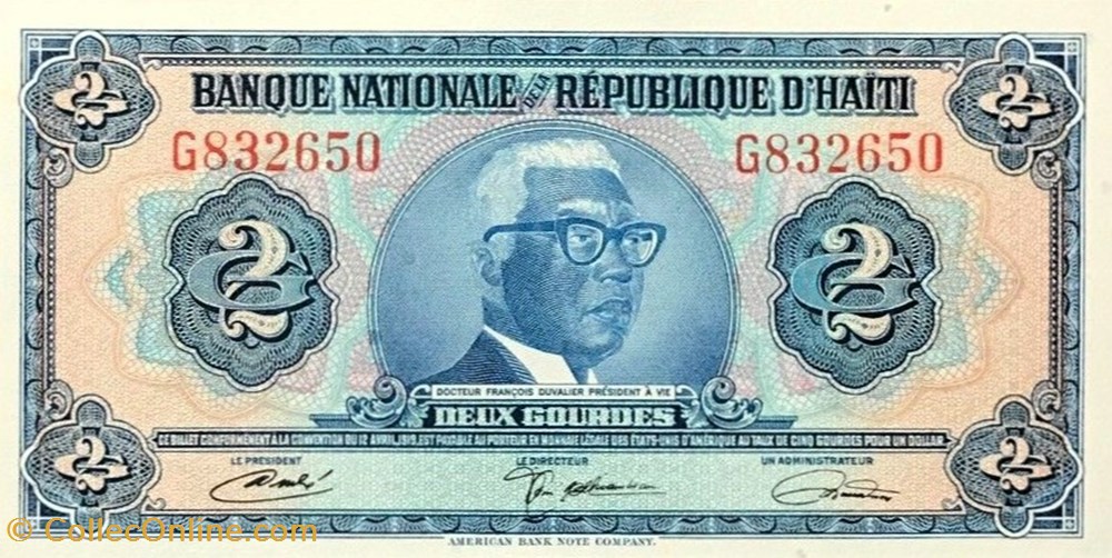 billets haiti 2 gourdes 1971