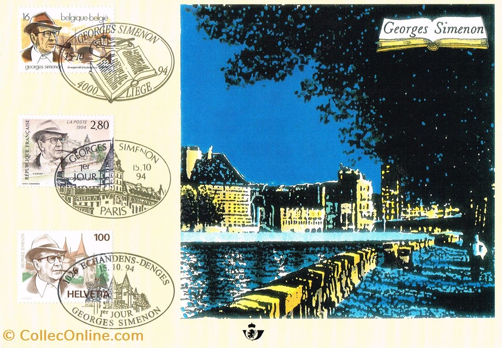 timbres europe document 1er jour george simenon