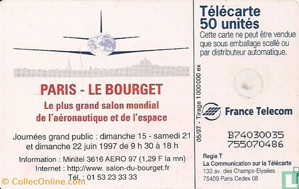 divers telecartes cartes telephoniques france 42eme salon international de paris le bourget gemplus 01 1 1988