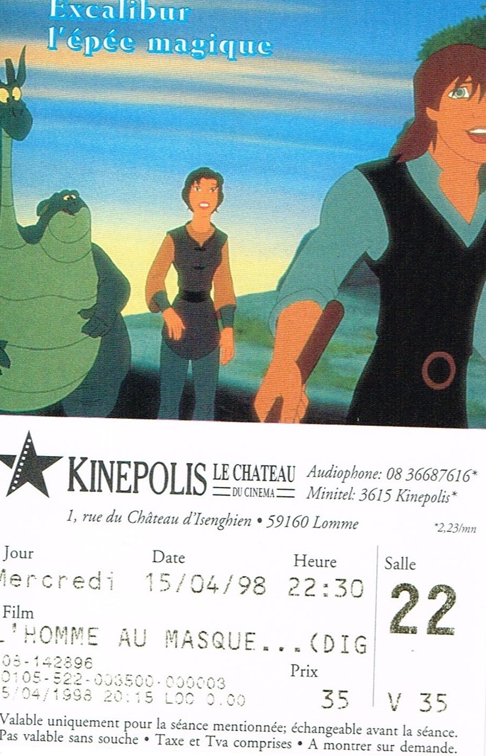 L'épée Magique documents anciens tickets d entree l epee magique
