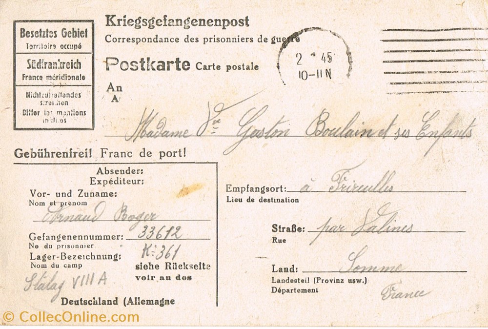 documents anciens autres lettre camp de prisonniers allemagne