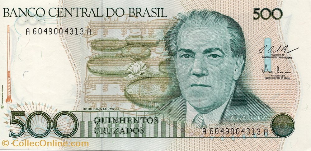 billets bresil 500 cruzados 1987