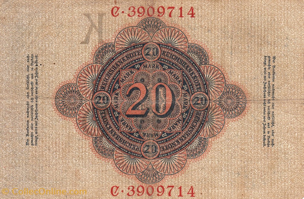 Allemagne-20 Mark-21-04-1910 billets allemagne 20 mark 21 04 1910